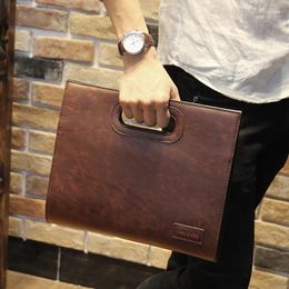 Briefcases Vintage Men's Handbag Business Office Bags Maletines Crazy Horse Leather IPad Bolsas Male Bag For Men