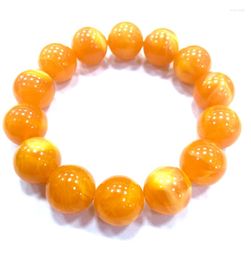 Strand Certified 16mm Natural Mexico Yellow Amber Beeswax Barrel Bead Bracelet