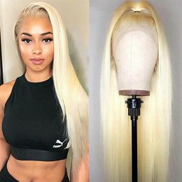 613 Light Blonde Ombre Color Remy Brazilian Straight Full Lace Wig Long Pre Plucked Glueless Lace Front Human Hair Wigs Black Wome187Z