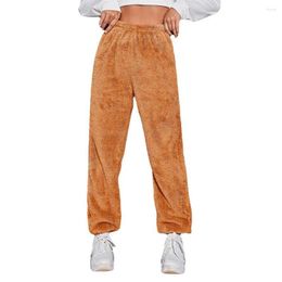 Women's Pants Women Casual Furry Plush Sweatpants Joggers Trousers Plus Size Solid Lace-up Soft Warm Home For Female Fleece