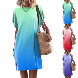 Casual Dresses Womens Colourful Western Style Comfortable Striped Vacation Simple Dress A Line Sundresses For Women