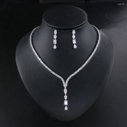 Necklace Earrings Set Cubic Zirconia Elegant CZ Bridal Wedding And Jewellery For Women