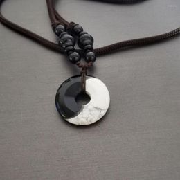 Pendant Necklaces 1pc Fashion Natural Stone Tai Chi Yin Yang Charm Pendants Necklace Good Quality Charms Ping Buckle For Women Men Jewellery