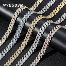Chokers Hip Hop 14mm Prong Cuban Chain Necklace Iced Out Zircon Silver Colour Cuban Link Choker for Women Men Fashion Jewellery Party Gifts 230728