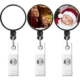 Sublimation Party Badge Reel Retractable Medical Worker Work Card Clip Nurse ID Name Card Display Tag Staff Badge Holder