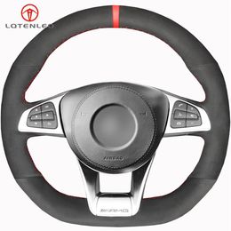 Black Suede Steering Wheel Cover For Mercedes-Benz A45 AMG W205 C43 C63S CLA45 CLS63 GLC 43 c63 GLE43 AMG227E