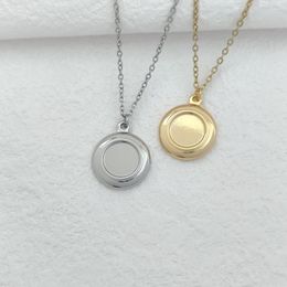 Pendant Necklaces Personalised Round Women Necklace Stainless Steel Jewellery Fashion Men Plated Gold Birthday Gifts Collier Femme