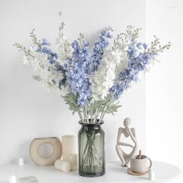 Decorative Flowers Home Decoration Artificial Imitation Flower Wedding Party Activity 2 Forked Hyacinth Flocking Consolida Ajacis