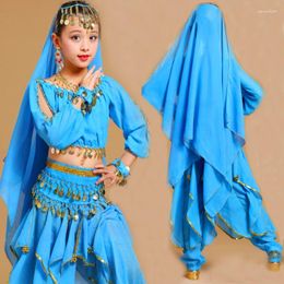 Stage Wear 5pc/set Girl Belly Dance Costumes For Kids Children Kid Egypt Long Sleeve Dancing Suit