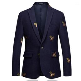 Men's Suits & Blazers Bees Blazer Men Fashion Wedding Prom Single Button For Male Stylish Suit Jacket 6XL EM2061209I