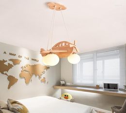 Pendant Lamps Nordic Solid Wood Restaurant Chandelier Creative Children's Room Bedroom Simple Modern And Unique Design Aircraft