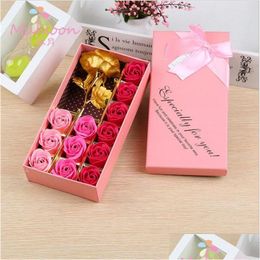 Decorative Flowers Wreaths Artificial Rose Gift Box Roses Soap Flower Petal Scented Valentine Day Birthday Gifts Drop Delivery Home Otcso