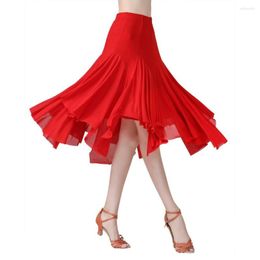 Stage Wear Mid-Long Latin Dance Skirt Women's Practise Style Comfory Soft Ballroom Waltz Dancewear Dress