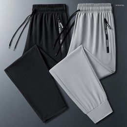 Men's Pants Male Summer Thin Quick Drying M-7XL Men Clothing Streetwear Elasticated Waistband Comfortable Cultivation Ice Silk Sports Slacks