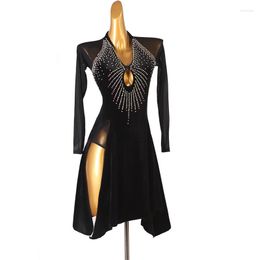 Stage Wear Advanced Customization Latin Dance Outfit Tops Women Black Dress Rumba Tango Tassel Cha-Cha Short Skirt Style Plus Size Clothing