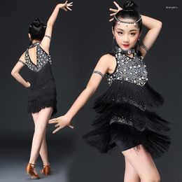 Stage Wear Fashion Sexy Latin Dance Dress For Girls Shining Children Dresses Professional Competition Ballroom Latina Costumes
