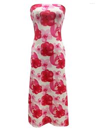 Casual Dresses Elegant Summer For Women - Sleeveless Backless Floral Print Spaghetti Strap Cocktail Party Midi Dress With Long