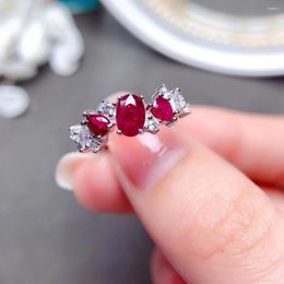 Cluster Rings MeiBaPJ Burning Ruby Gemstone Fashion Ring For Women Real 925 Sterling Silver Fine Wedding Jewellery