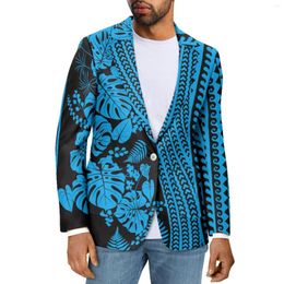 Men's Suits Polynesian Tribal Samoan Totem Tattoo Samoa Prints Business Elegant Fashion Casual Blazer Men Slim V-Neck Long Sleeve Suit Coat