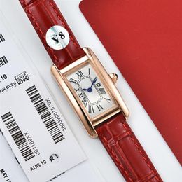 New Lady Watch Woman rose gold case white dial watch Quartz movement dress watches leather strap 08-3262G