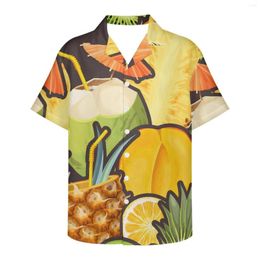 Men's Casual Shirts Fruit Pattern Holiday Drinks Dessert Beach Shop Clothing Hawaiian Shirt Men Summer Short Sleeve Tops Tee Oversized