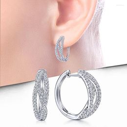Hoop Earrings 2023 Silver Colour Twist Design For Women Fashion Contracted Female Jewellery Daily Wear Wedding Party Accessory