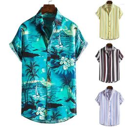 Men's Casual Shirts Personality Large Size Printed Short Sleeve Slim Floral Shirt Summer Dress