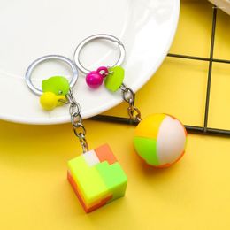 Keychains Fun Children Kids Square Cube Roung Ball Blocks Mini Key Chain Assembling Puzzle Training Educational Toys Gift Wholesale