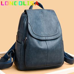 School Bags Women Quality Leather Backpacks for Girls Sac A Dos Casual Daypack Black Vintage Backpack School Bags for Girls Mochila Rucksack 230728