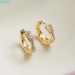 Hoop Earrings JitDoo Luxury Small Crystal For Women Elegant Bling Zirconia Metal Round Wedding Party Jewellery