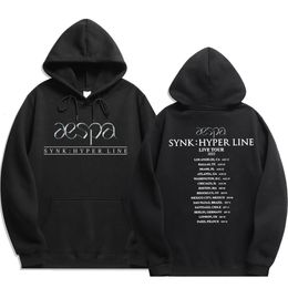 Womens Hoodies Sweatshirts KPOP AESPA SYNK HYPER LINE LIVE TOUR Oversized WomenMen Hoodie Sweatshirt Long Sleeve Pullover Hooded Jacket Outerwear 230729