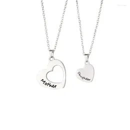 Chains 2pcs/Set Mother Daughter Heart Stainless Steel Splicing Engraved Letter Love Necklaces For Women Girls Mom Jewellery Gift