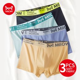 Underpants MiiOW 3Pcs Cotton Man Underwear Boxer Men Graphene Antibacterial Soft Men's Panties Boxers Shorts Underpants 4XL MRM1923 230728