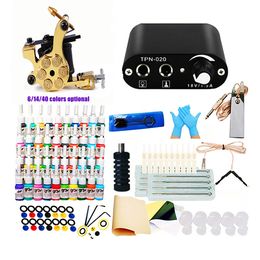 Tattoo Kit for Beginners 14 Colours Inks Disposable Needles Power Supply 2 Machine Gun Set Tatto Accessories Beauty&Makeup