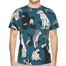 Men's T Shirts Geometric Sweet Wet Noses Dark Teal Background Black And White Dogs Style Polyester TShirt 3D Three Dimensional Thin Shirt