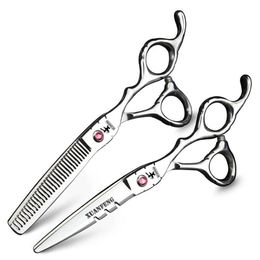 Silver 5 5 inch 6 inch professional hairdressing scissors Japan 440C cutting scissors and thinning set2594