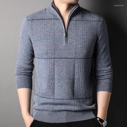 Men's Sweaters Men Wool Knit 2023 Jumpers Zippers Collar Long Sleeve Warm Pure Pullovers