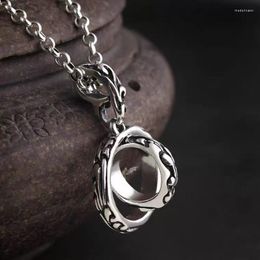 Chains S925 Sterling Silver Vintage Thai Necklace Double Ring Pendant Sweater Chain For Men And Women