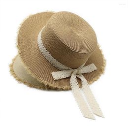 Wide Brim Hats Women Summer Hat Raffia Sun Straw Cap For Female 57-58cm Burlap Fedoras Elegant Lady Outing Travel TY0162