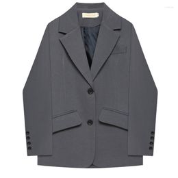 Women's Suits Smoky Gray Small Western Clothing Jacket Hong Kong Version Feminine Niche Design Sense Professional Casual Style Suit