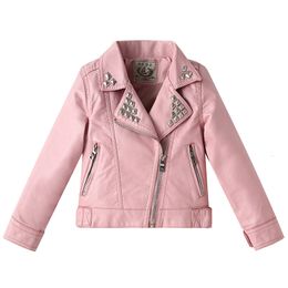 Jackets Girls Leather Clothing Autumn PU Lapel Zipper Coats Kids Fashion Tops Outwear 2 10t 230728