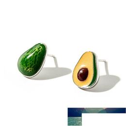 Stud Arrival Creative Handmade Epoxy 925 Sterling Sier Jewellery Personality Cute Green Fruit Earrings E075 Factory Price Expert Desig Dht4Z