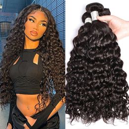 Lace 100 Unprocessed Malaysian Human Hair Weave s Wet and Wavy Bundles cheveux humain 12A Water Wave Bundle Deals 230728