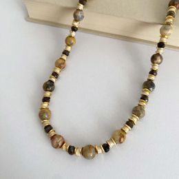 Chains Handmade Natural Stone Crazy Lace Agate White Beads Necklace For Women Summer Holiday Jewellery Unique Design Drop