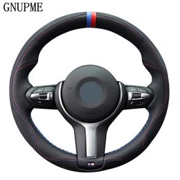 Black Genuine Leather Suede Car Steering Wheel Cover for BMW M Sport F30 F31 F34 X1 F07 X2 F10 F11 F25 F32 F33 F36 X3 F39 F48265O