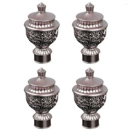 Hangers 4PCS Roman Rod Hollow-out Head Decor Metal Curtain Decorative (Rose Gold)