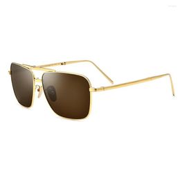 Sunglasses Titanium Men Polarised UV400 Silver/Black/Gold Square Glasses For Vintage Folding JDA3125