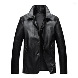 Men's Jackets Fashion Leather Jacket Autumn Simple Lapel Slim Solid Color Casual Chaquetas Los Hombres S-5XL