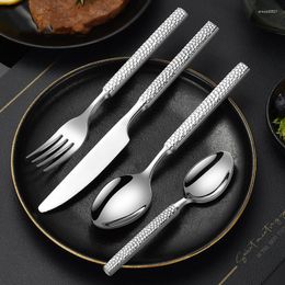 Dinnerware Sets 430 Stainless Steel Knife Fork Spoon Hammer Pattern Western Tableware Thickened Steak