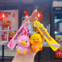 Fashion blogger designer jewelr Cute Little Duck Keychain mobile phone Keychains Lanyards KeyRings wholesale YS197